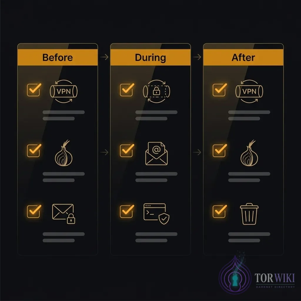 OPSEC checklist &mdash; before during and after anonymous session security steps